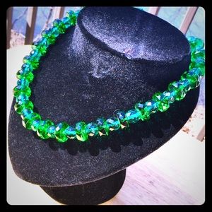 Necklace Green Czech Glass OAK